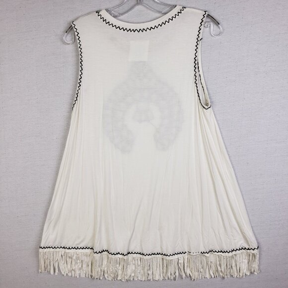 Double D Ranch Tunic Top Western Print Embroidered Fringe Stretch size M Boho - Picture 7 of 12